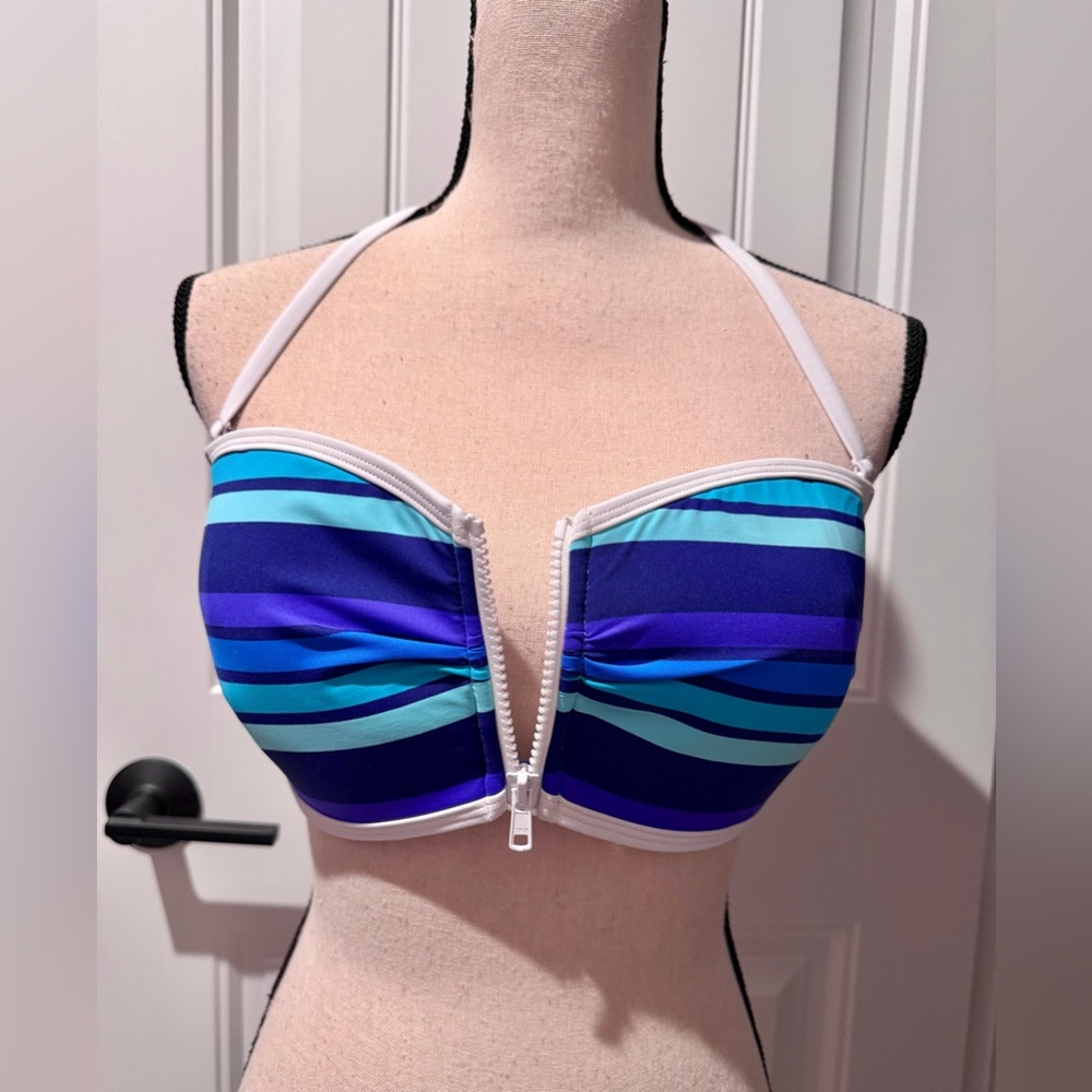 Lascana for Venus Striped Halter Bikini Top Size DD